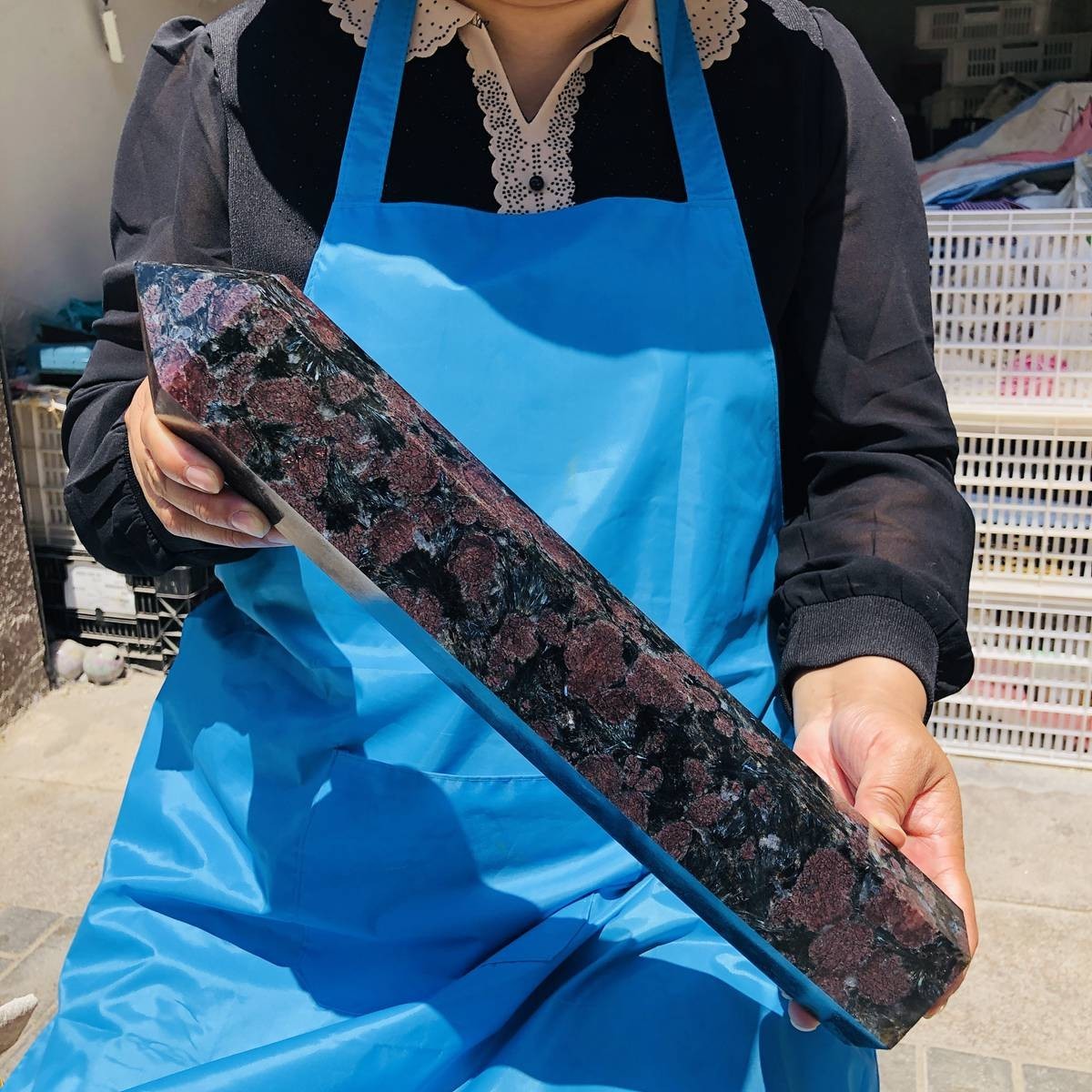8LB Natural garnet crystal obelisk quartz crystal energy column Reiki healing