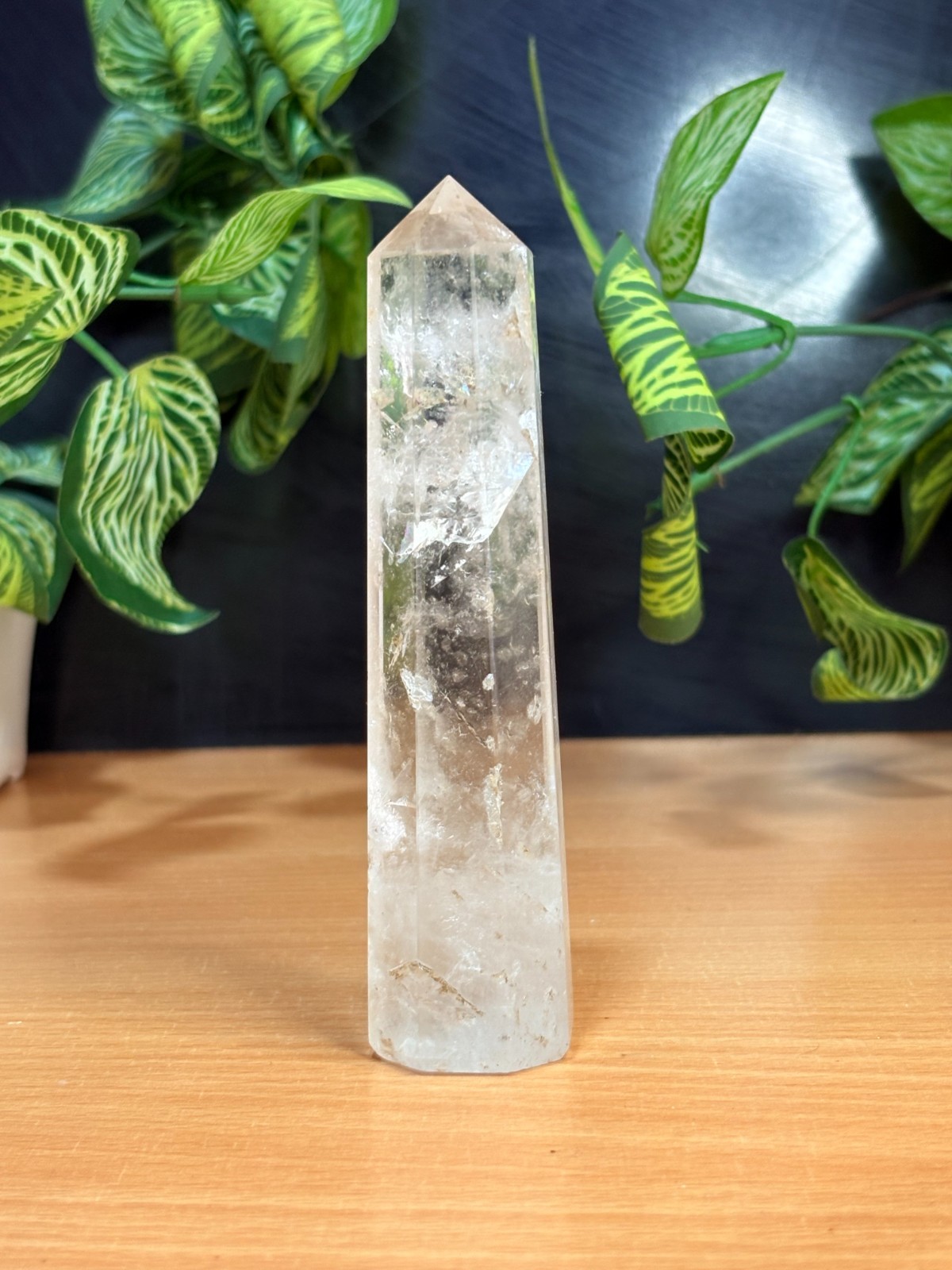 Clear Crystal Quartz Point 120MM Lemurian Tower, Satyaloka Azezutlite