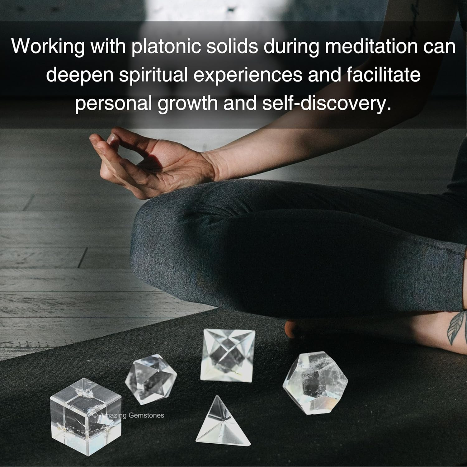 Platonic Solids Crystals – Set of 5 Sacred Geometry and SET of 5 Clear Quartz