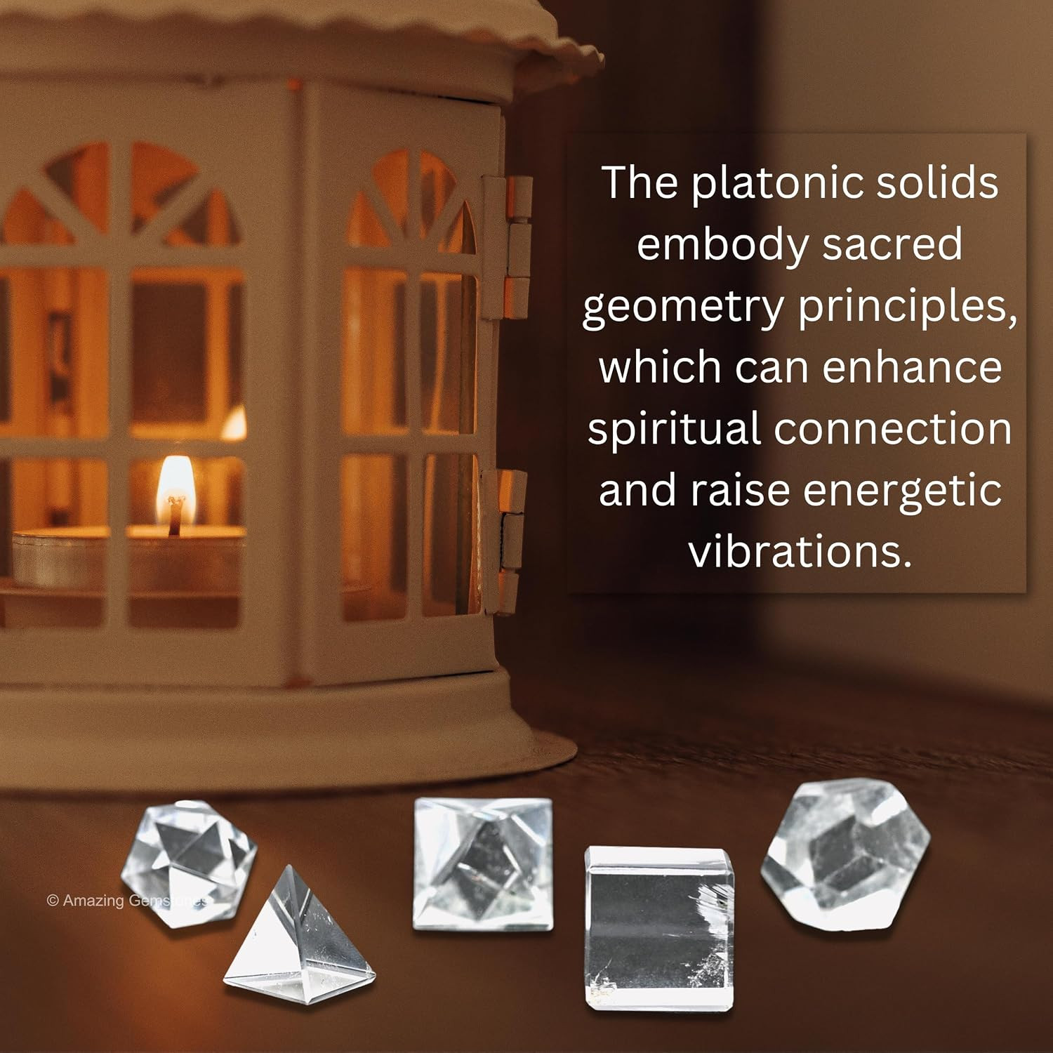 Platonic Solids Crystals – Set of 5 Sacred Geometry and SET of 5 Clear Quartz