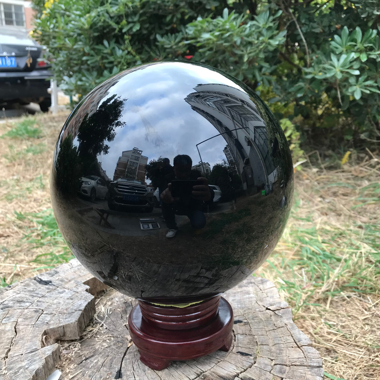 22LB TOP Natural obsidian Quartz Sphere Crystal Ball Healing+stand