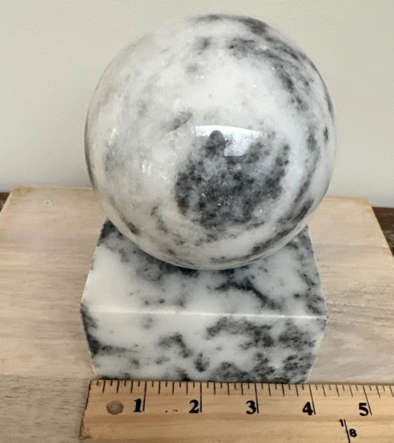 Marble Cube Sphere Swirled Stone Fused Sculpture Modern Minimalist Bookend Decor