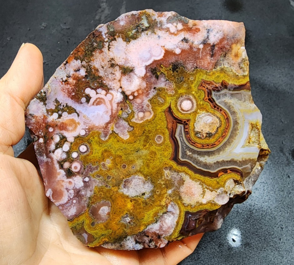 18.48 oz ( 524 gr) Multicolor Agate Slab, Collectible Agate, Unpolished Agate