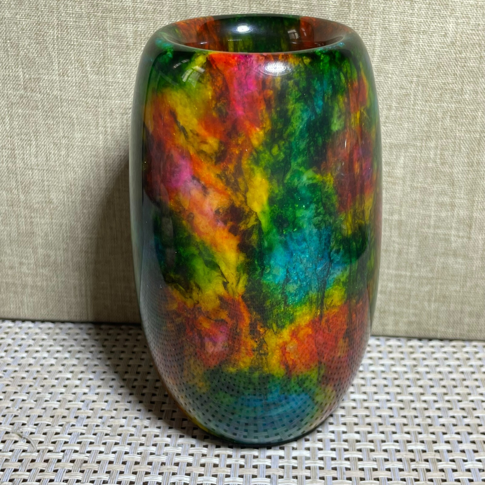 “Seven Colors Jade” vase specimen Penholder -Taiwan China 128mm A5