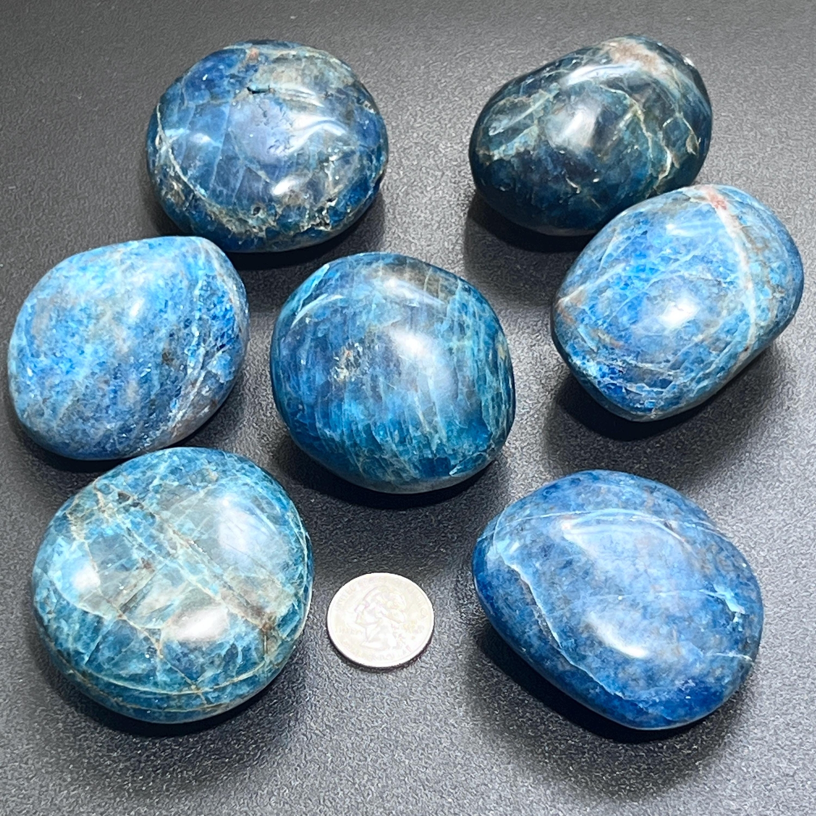Blue Apatite Large Freeform Palm Stones (2.5-3 Inches) Polished Carving
