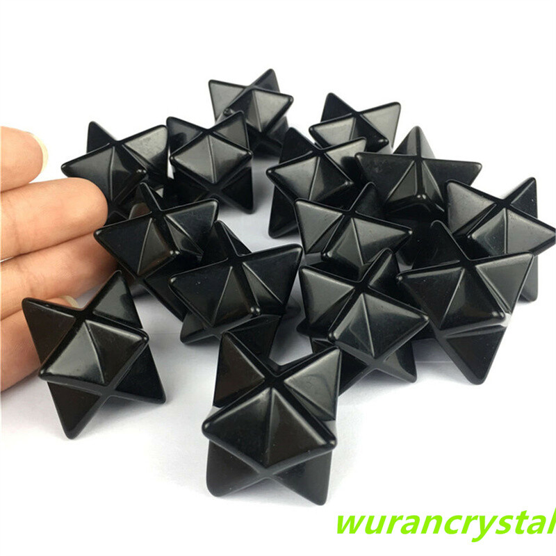 1.5″ Natural Obsidian Merkaba Star Geometry Chakra Quartz Crystal Healing 1PC