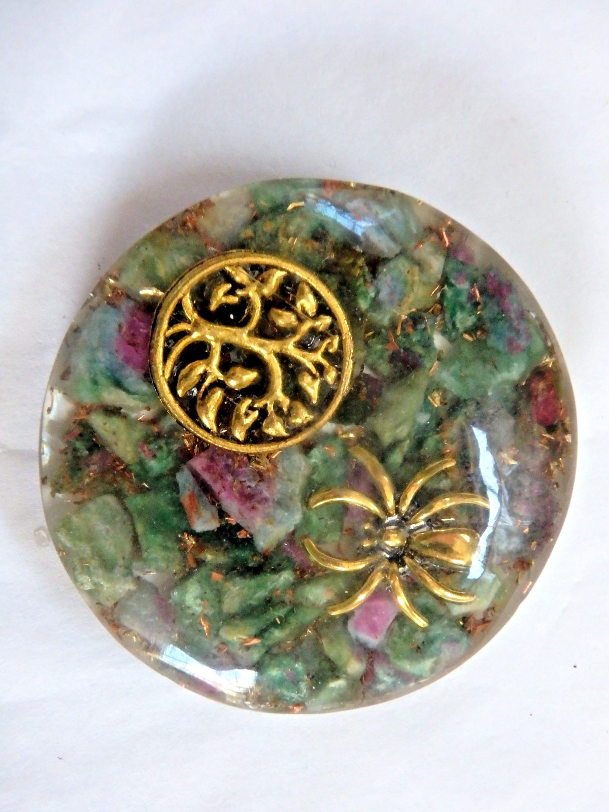Orgone 🖤✨Crystal Palm 20.8 grams Handmade Resin Piece spider & Tree of Life