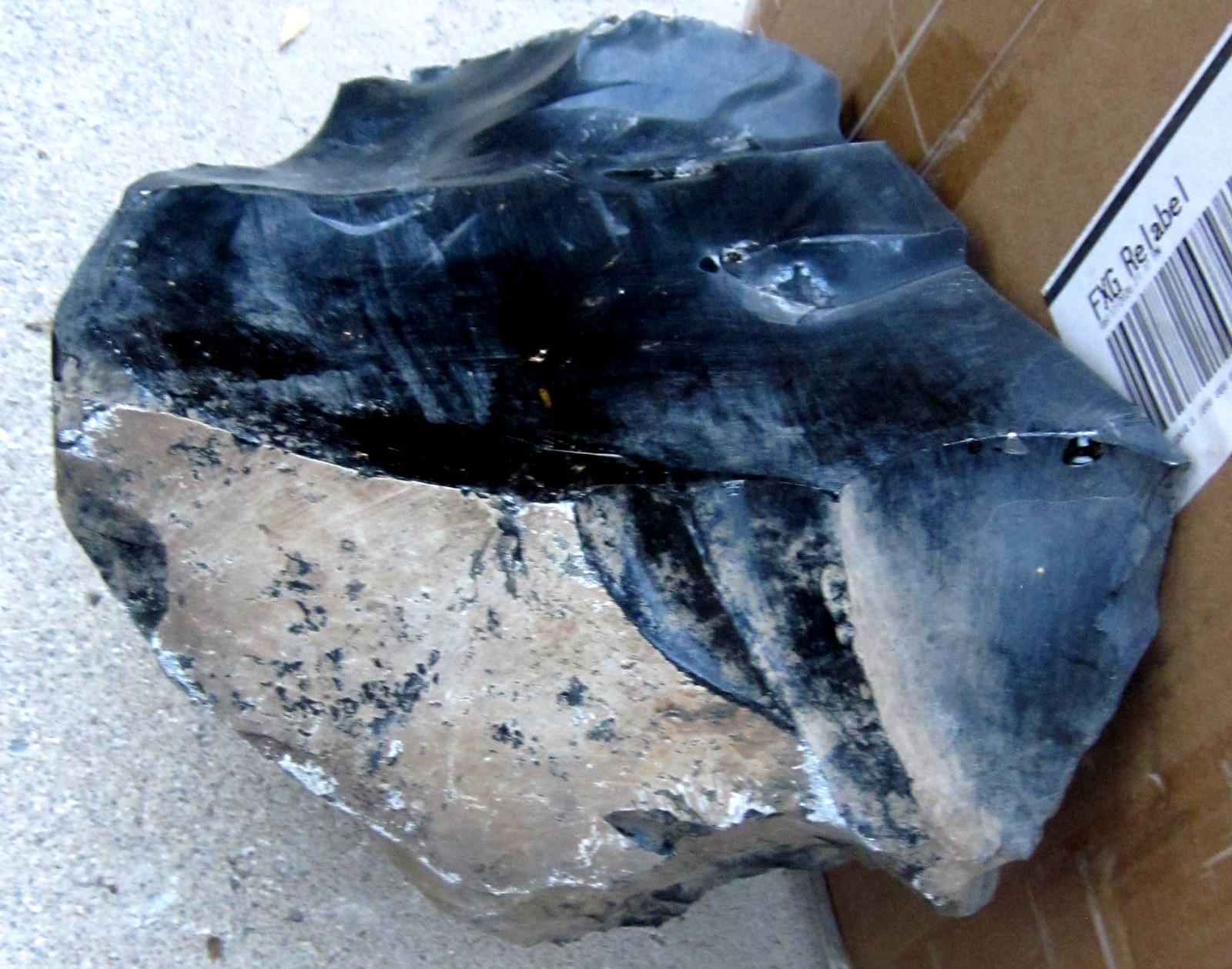 BLACK GLASS OBSIDIAN 42 LBS TOTAL 1 LG ROCK THAT SPLIT IN 2 PC NATURAL RAW ROUGH