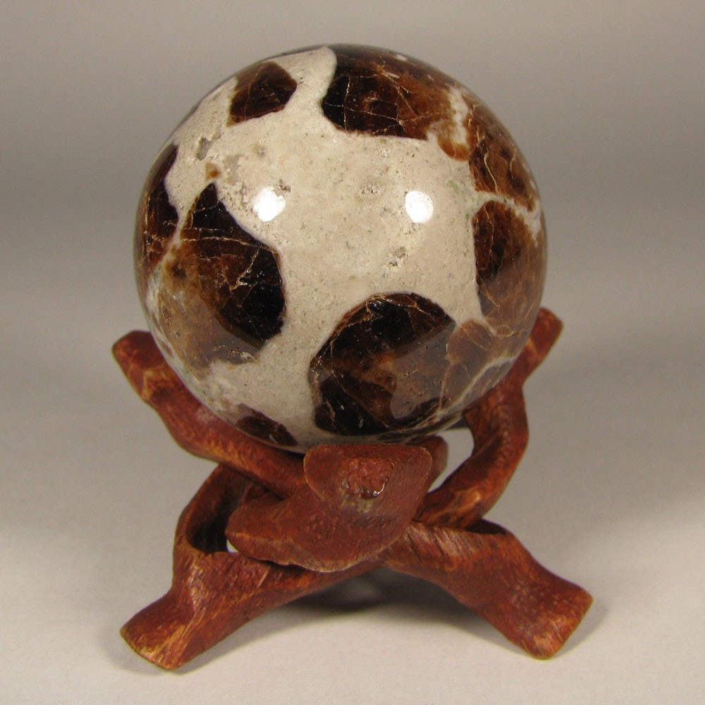 40mm Red GARNET in WOLLASTONITE Crystal Polished Sphere Ball w/ Stand – Namibia