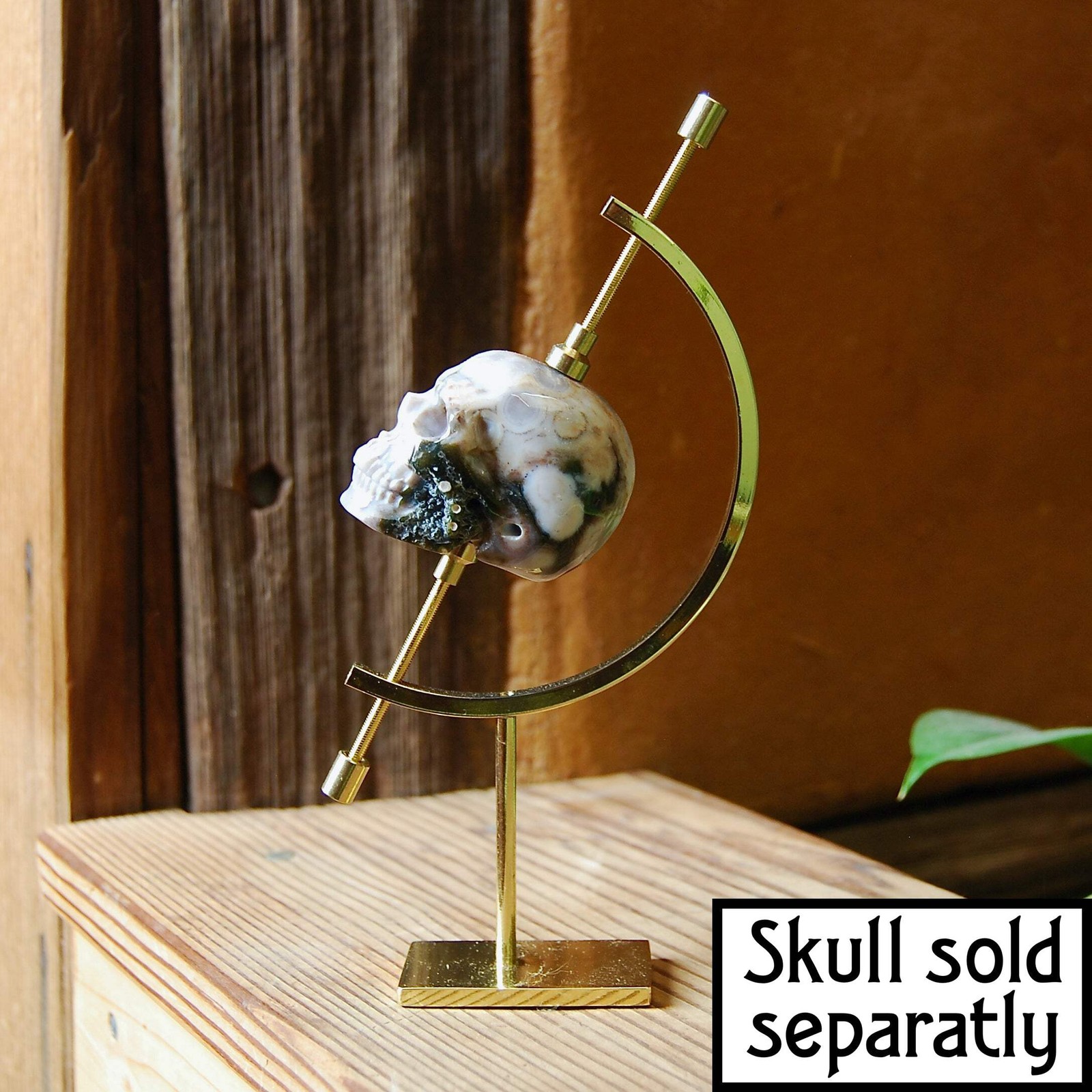 Caliper Crystal Display Stand in Brass 6.5in