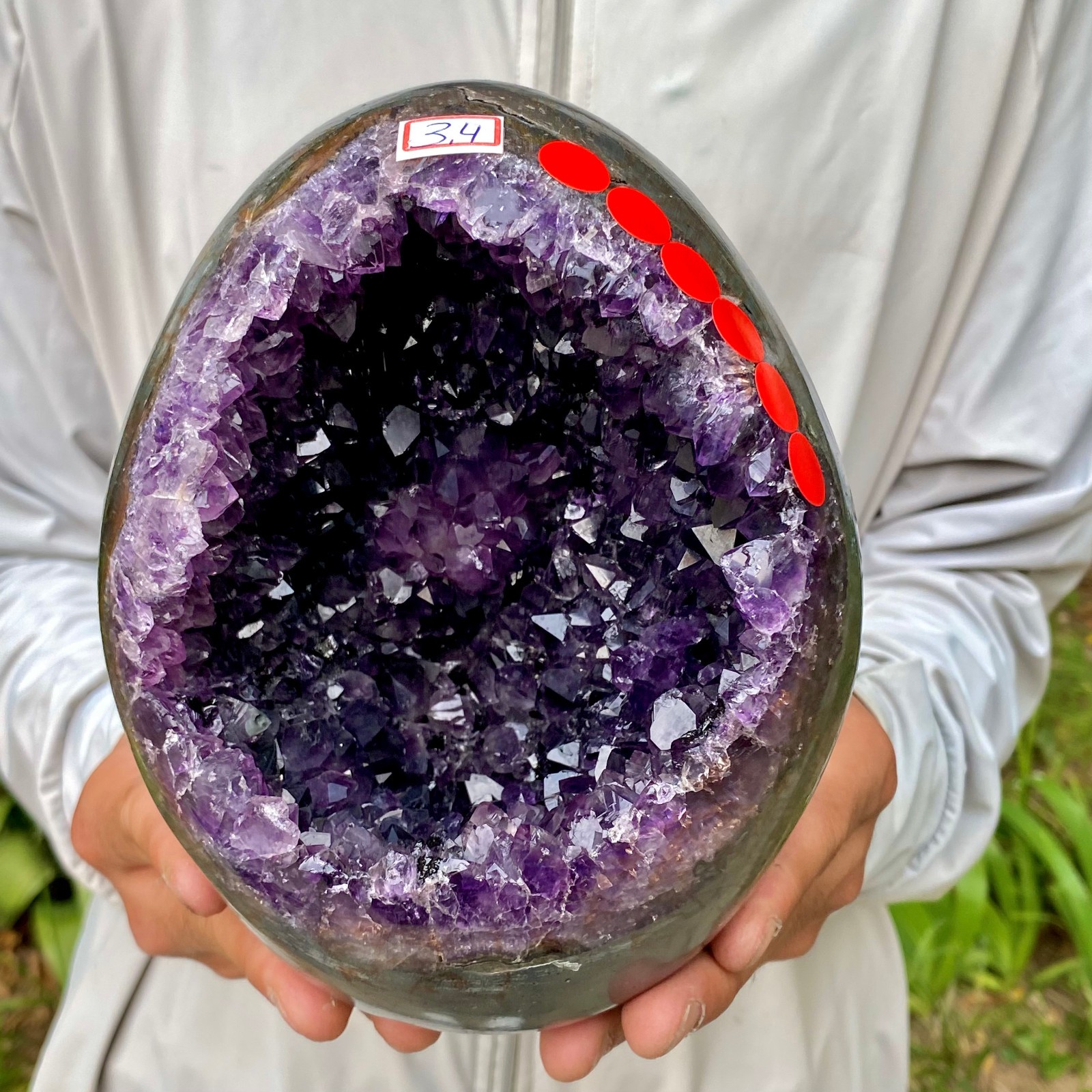 7.47LB Large Natural Amethyst geode quartz cluster crystal Egg specimen Healing