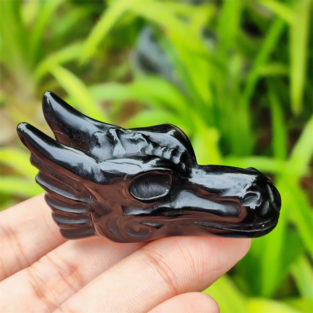 2″ Natural Hand Carved Dragon Skull Quartz Crystal Skull Gem Reiki Healing 1PC