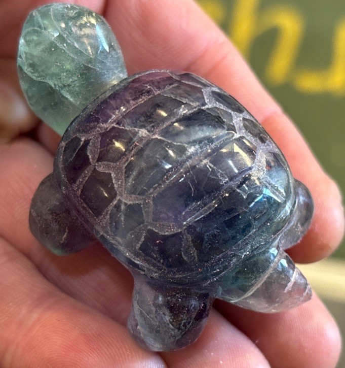 2 1/2” Fluorite Turtle Hand Carved 96.3 Grams