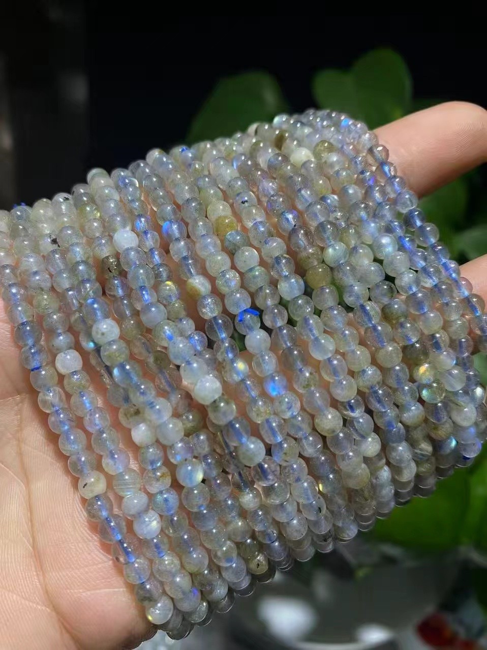 10pcs Natural Labradorite Beaded Bracelet 4mm Gemstone Crystal Stretch Bracelet