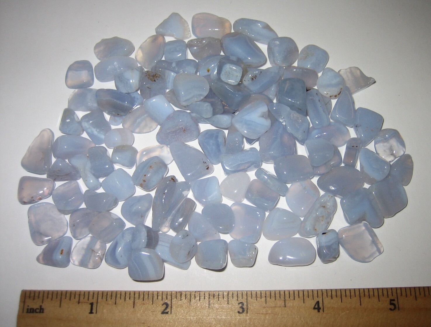 100+ TUMBLED POLISHED 0.2″- 0.7″ BLUE LACE AGATE CRYSTAL STONES ~ 134.8grams *1