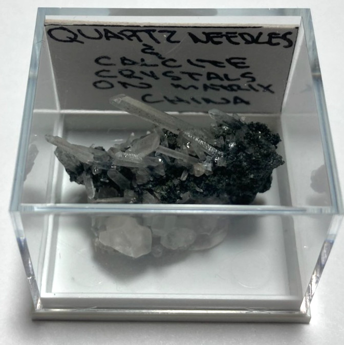 Quartz needles and Calcite Thumbnail from China