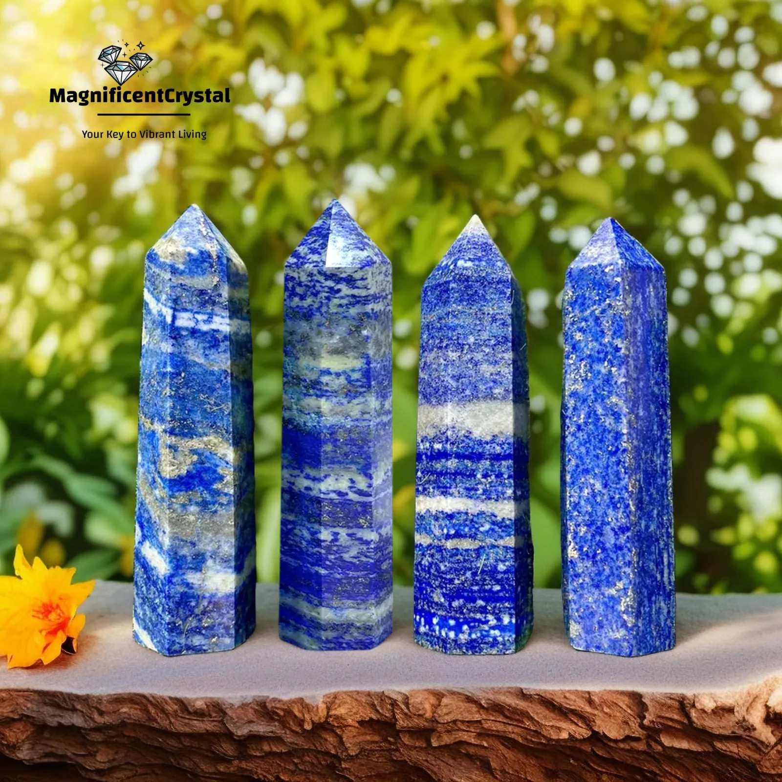 Genuine Lapis Lazuli Crystal Tower Point Healing Blue Gemstone Obelisk Wand Deco