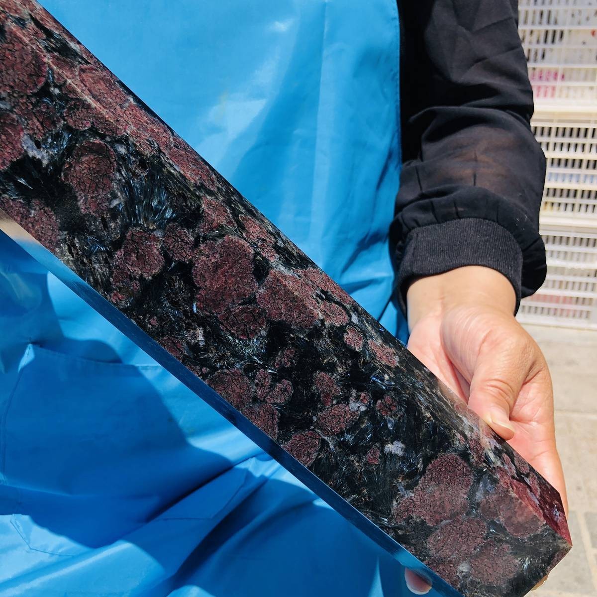 8LB Natural garnet crystal obelisk quartz crystal energy column Reiki healing