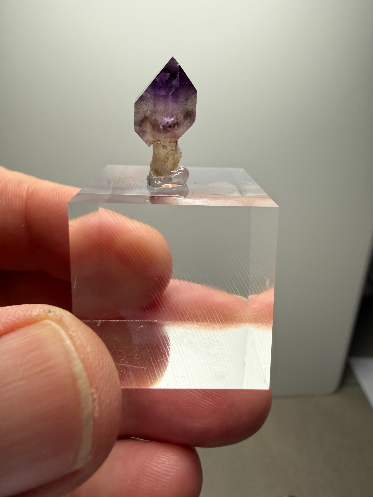 Rare Locale- Little Amethyst Scepter on acrylic base!