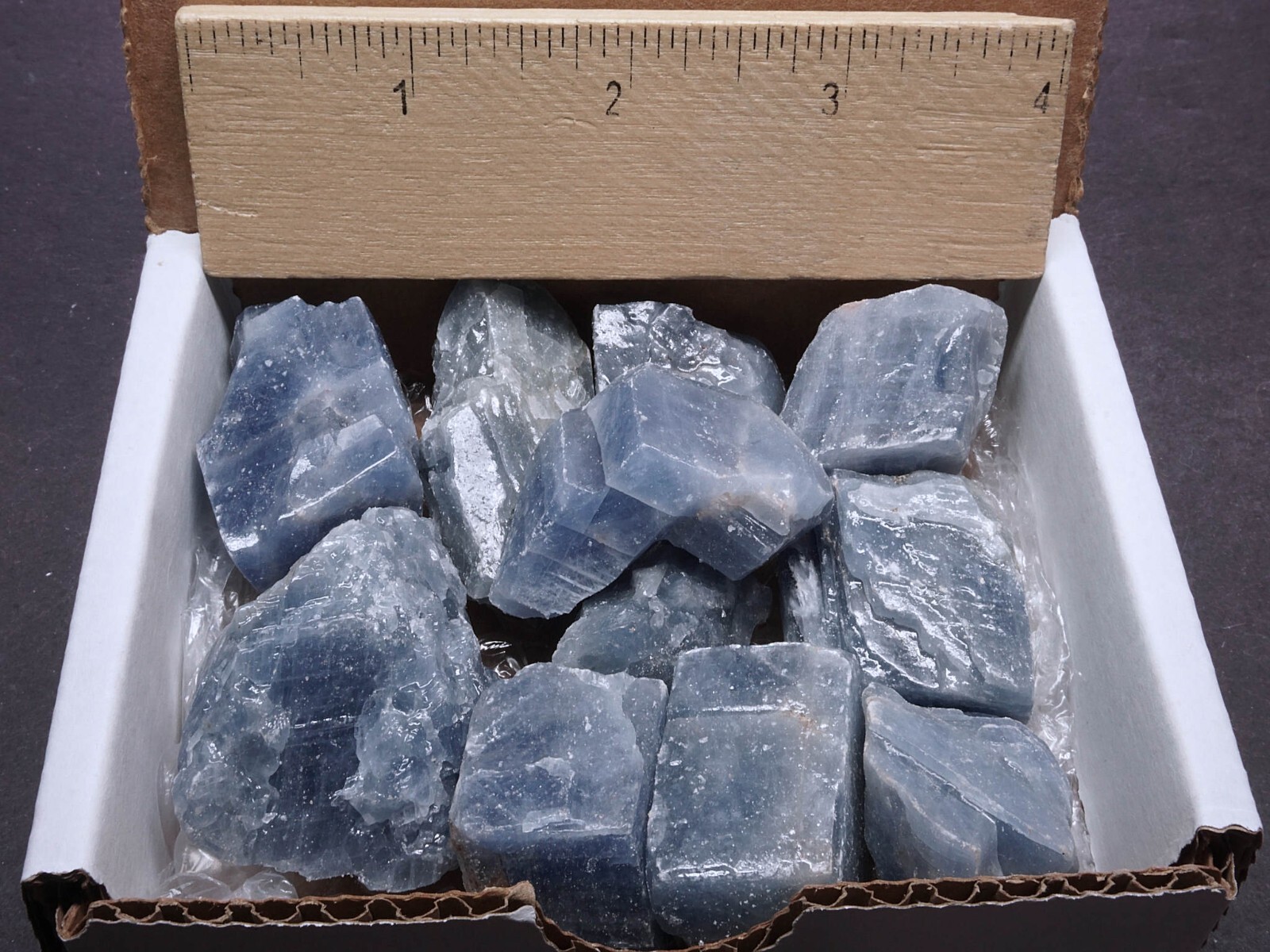 Blue Calcite Box 1/2 Lb Natural Blue Crystal Chunks Raw Mineral Specimens
