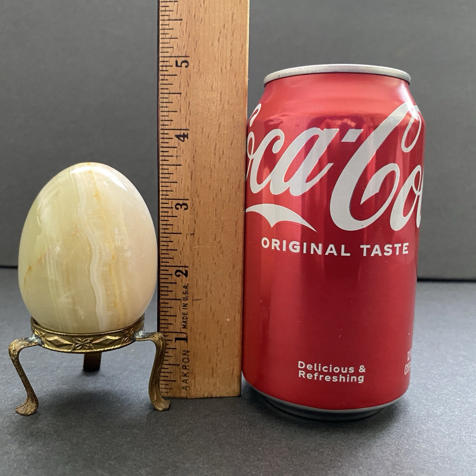 Natural Onyx Stone Egg With Stand Hand Polished Banded Agate Calcite Crystal
