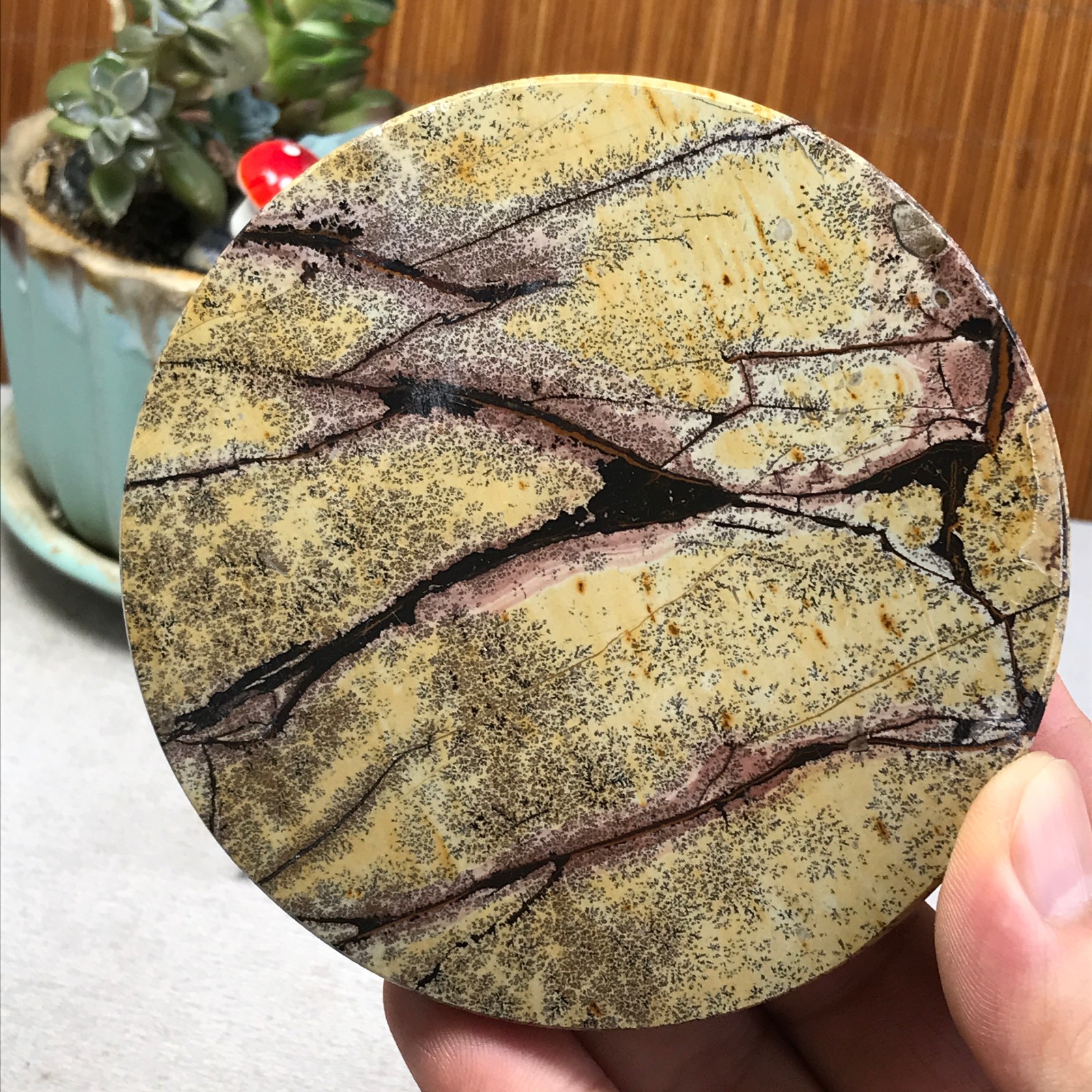99mm Natural Chinese painting stone crystal ornaments for home decoration A6405