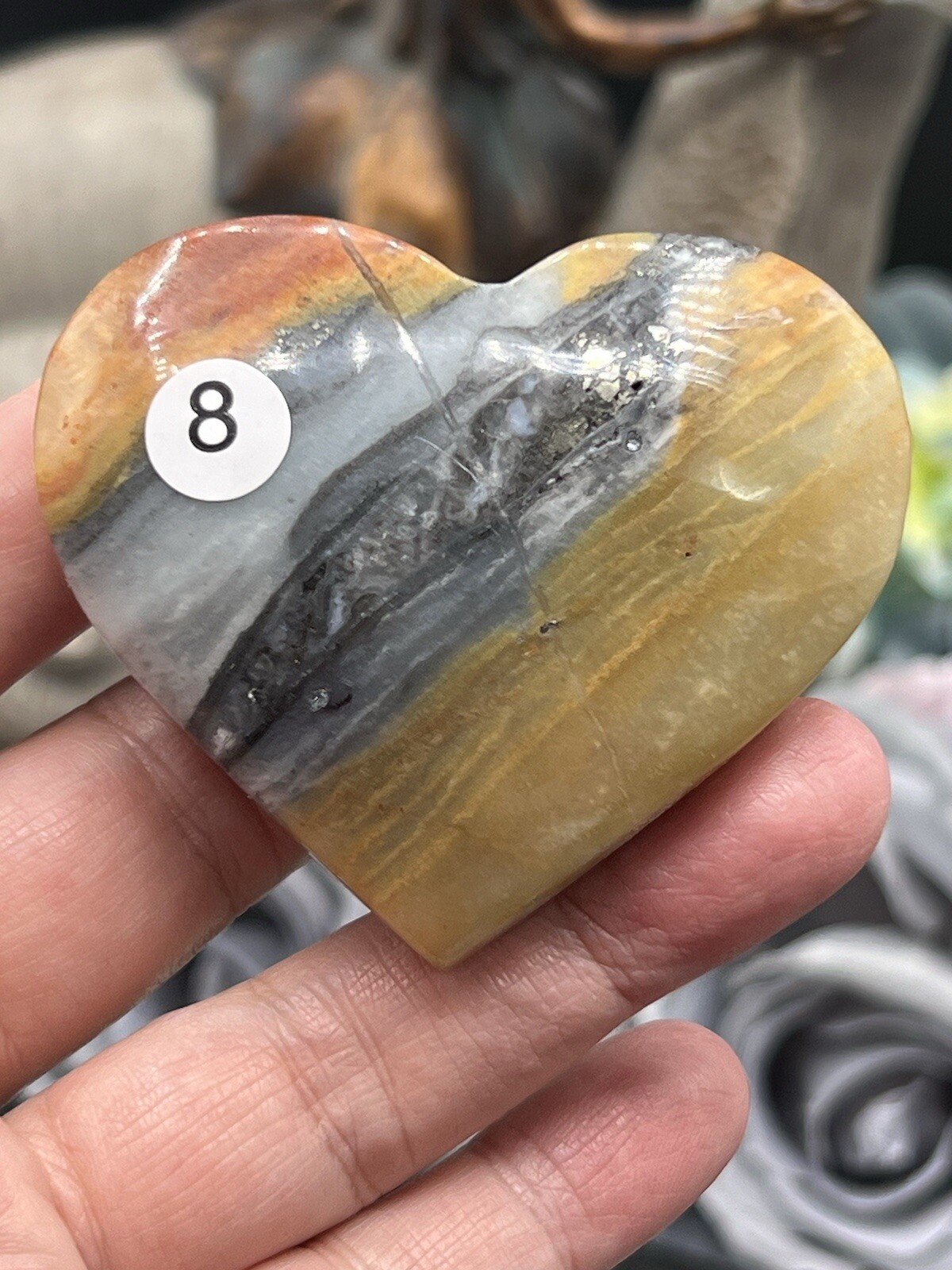 Natural Caribbean Calcite Carved Hearts Beautiful colors Free ship & gift