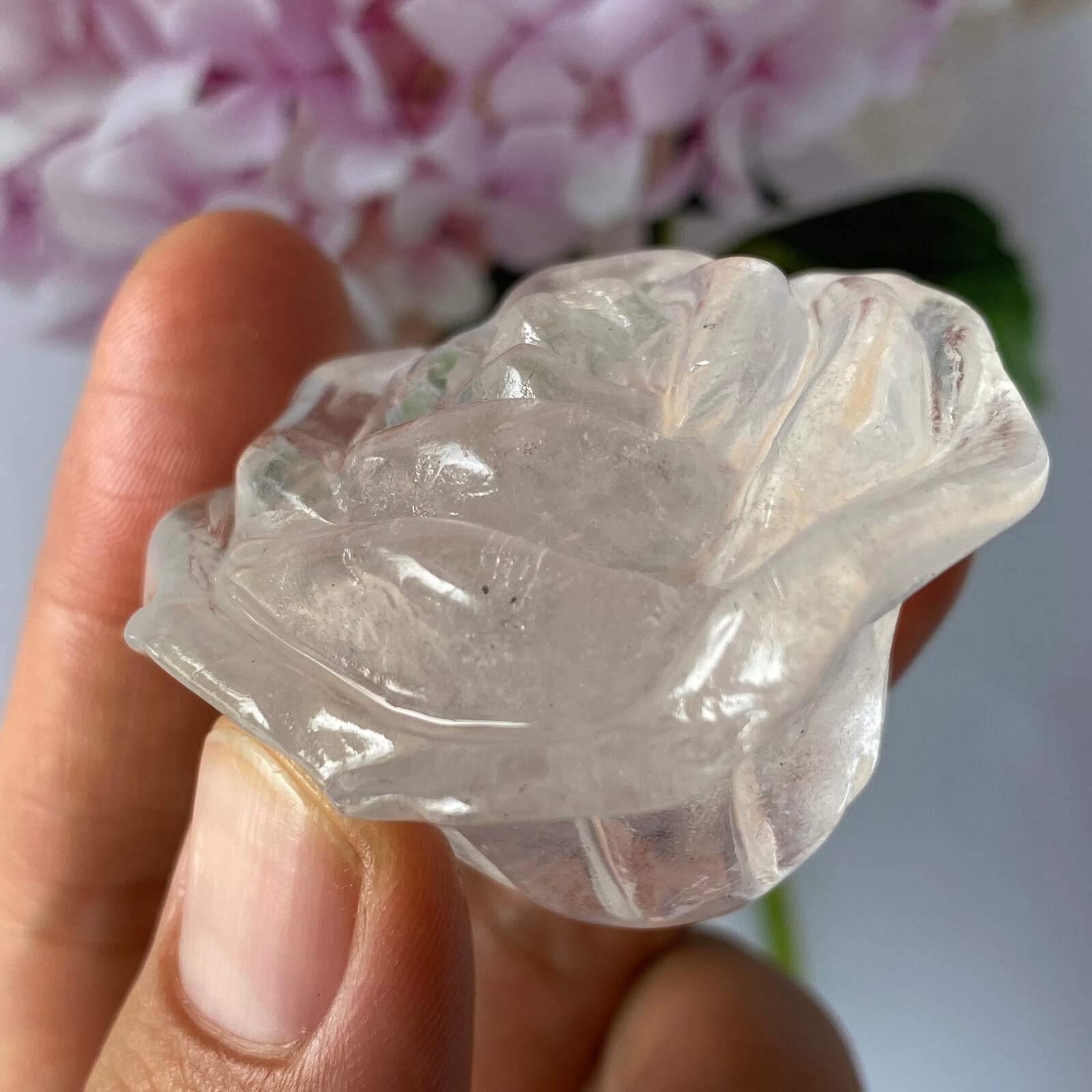 Natural clear quartz roses flowers skull hand carved reiki Healing 1pc