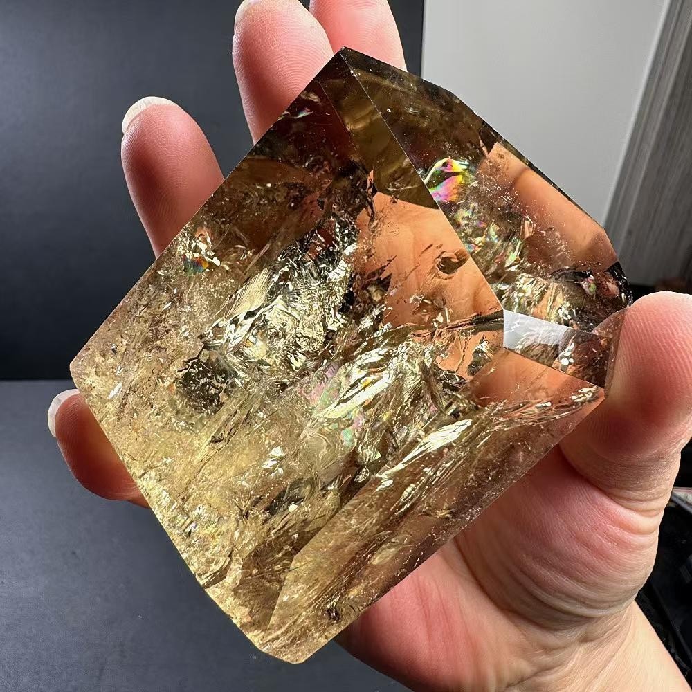 494g Natural Citrine Quartz Carved Freeform Crystal Reiki Healing Decor