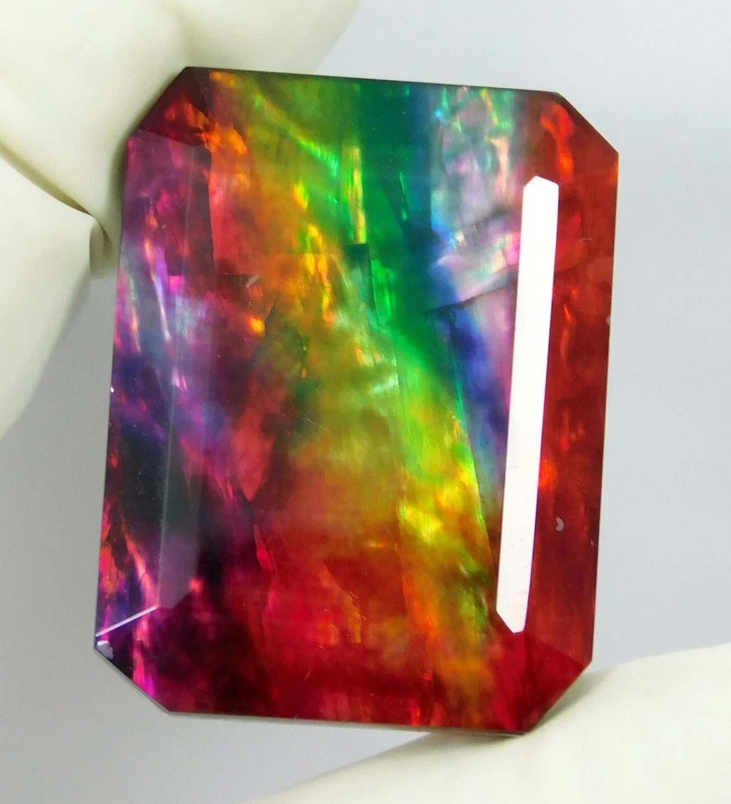 Doublet 50.70Ct Emerald Natural Ammolite Opal-Like Organic Loose Gemstone 5SJC