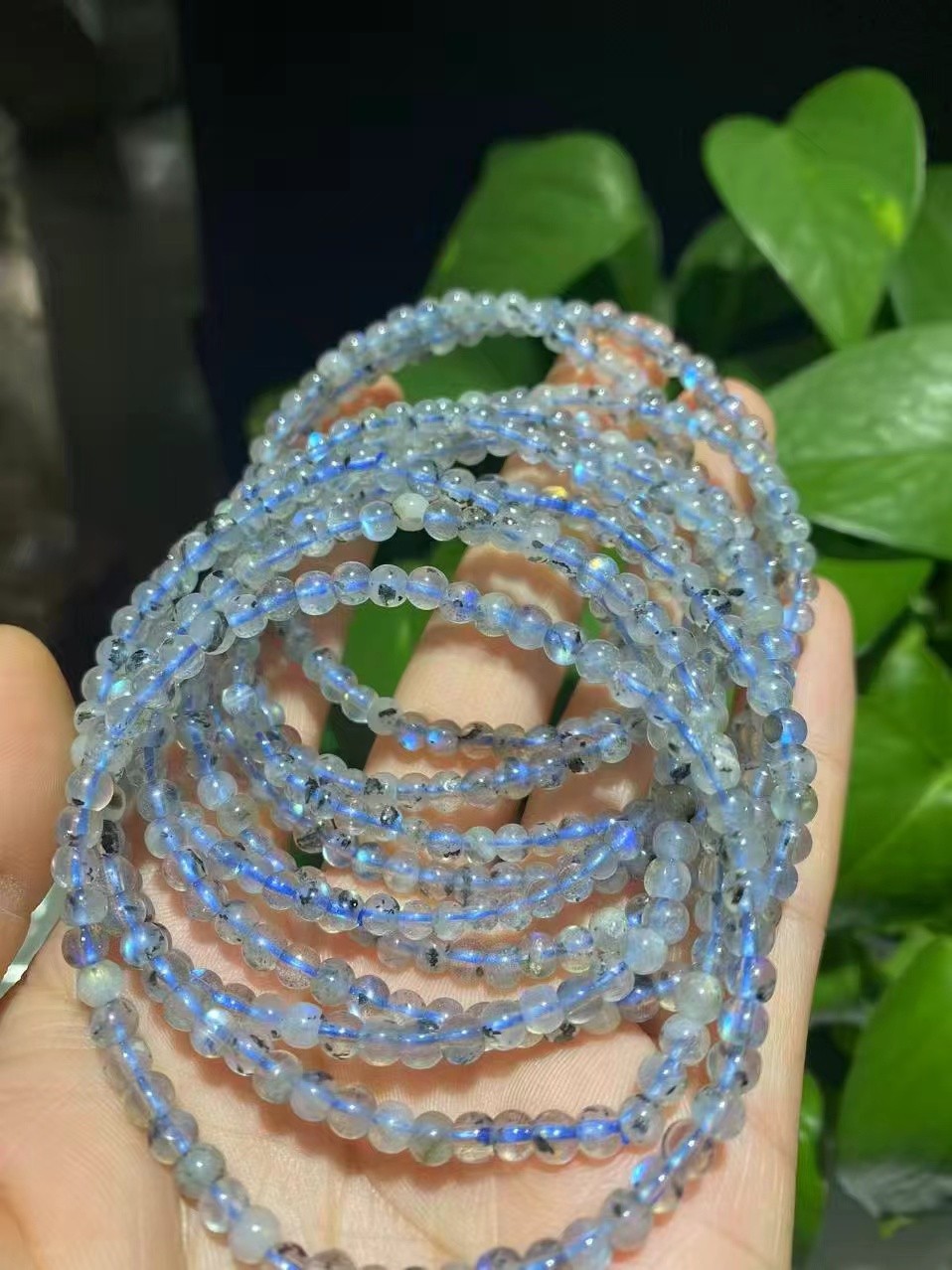 10pcs Natural Labradorite Beaded Bracelet 4mm Gemstone Crystal Stretch Bracelet