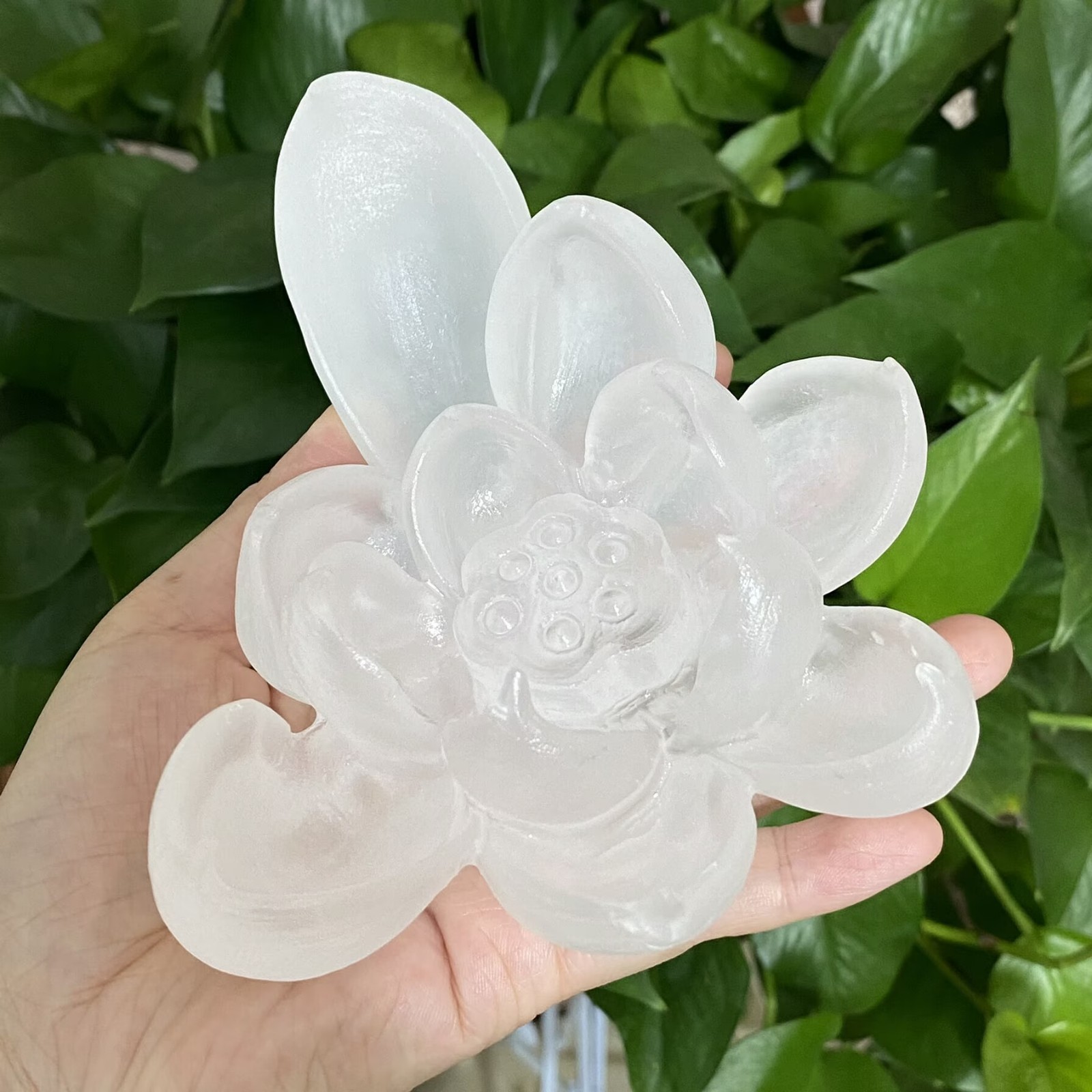 605g Natural clear quartz lotus crystal hand carved mineral specimen gift