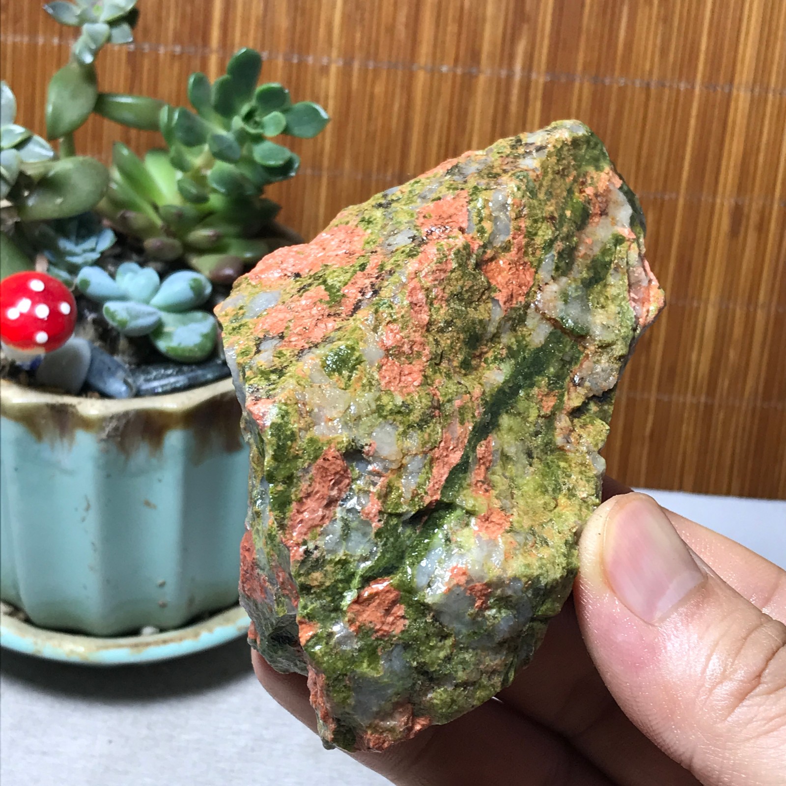 257g Natural Unakite Crystal gemstone Rough Mineral Specimen healing A6362