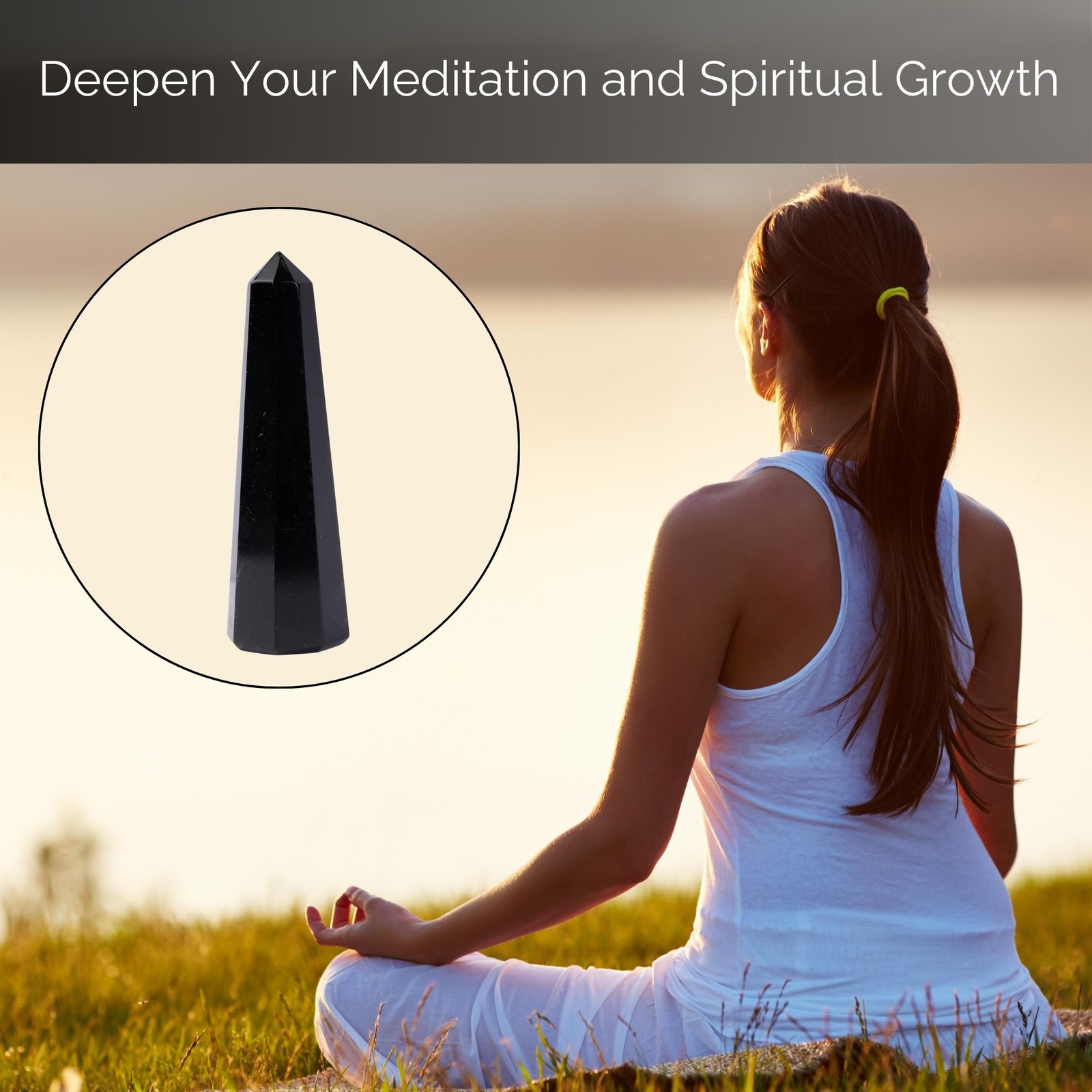 Black Obsidian Crystal Tower Point Obelisk, Meditation, Healing Crystal Gift