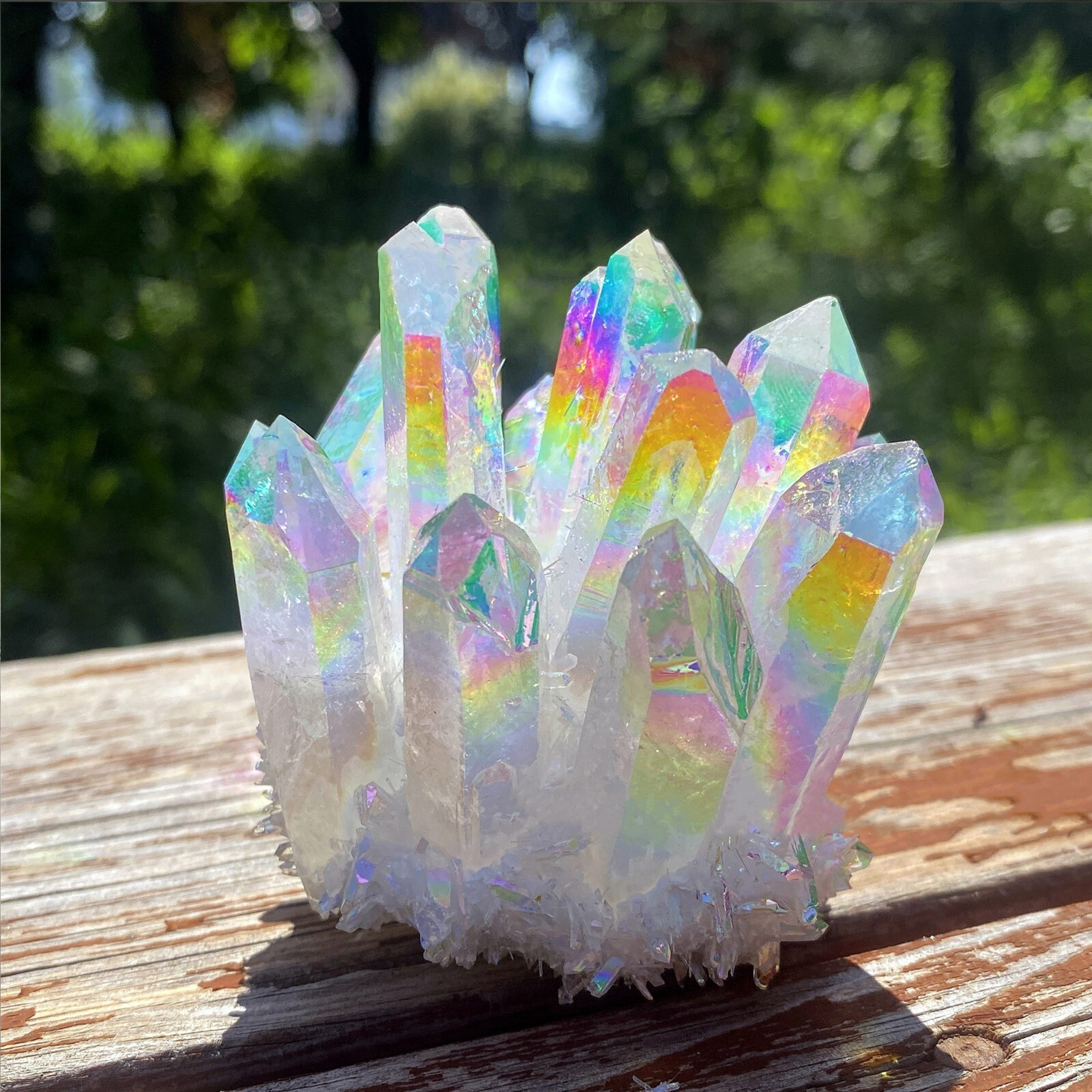 One Pair Large Angel Aura Quartz Crystal Healing Meditation Cluster Mineral Rock