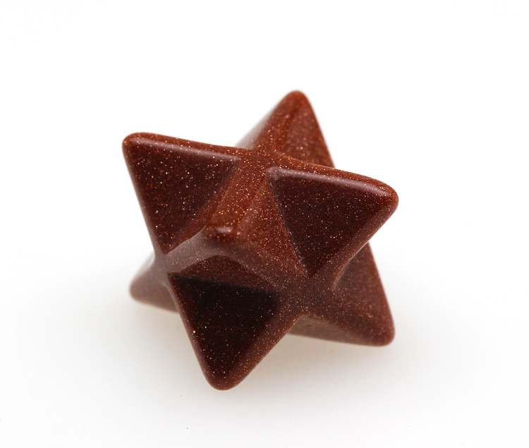 MERKABA Carving Star GOLDSTONE Mineral Gemstone Crystal Healing Sacred Geometry