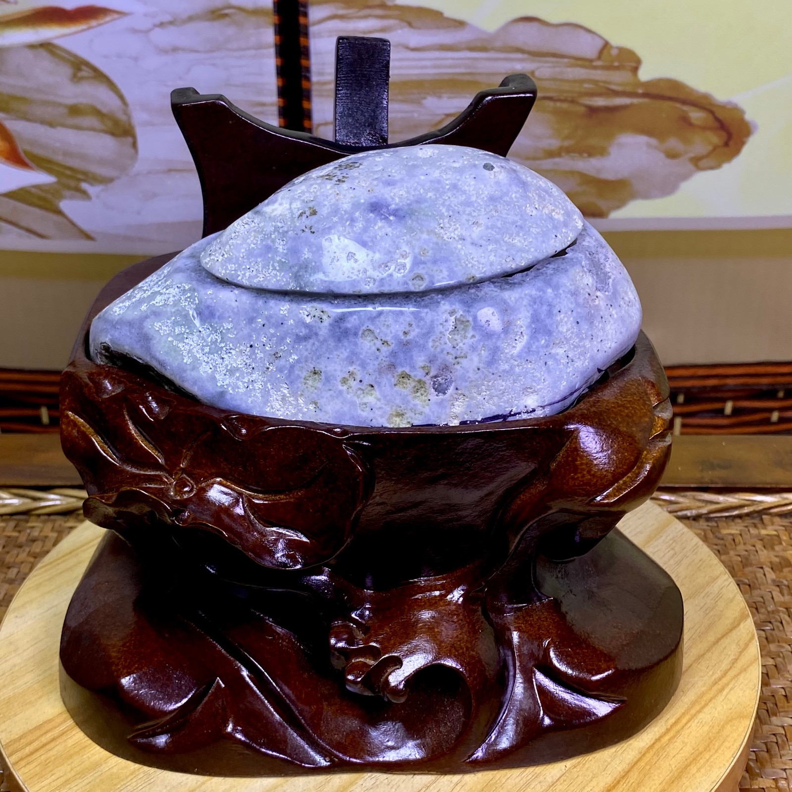 5.15LB Natural Amethyst Geode Quartz Crystal Cornucopia Mineral Specimen +Stand