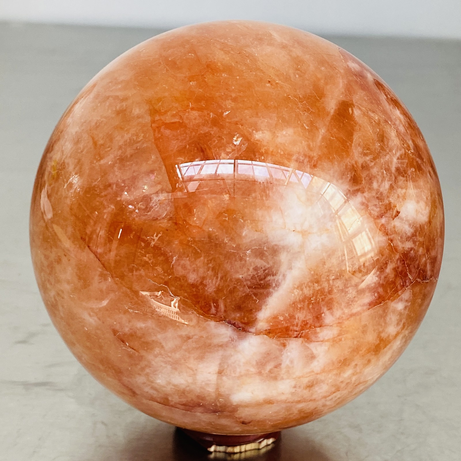 Natural Red Glue Flower Quartz Sphere Crystal Ball Healing 2000G