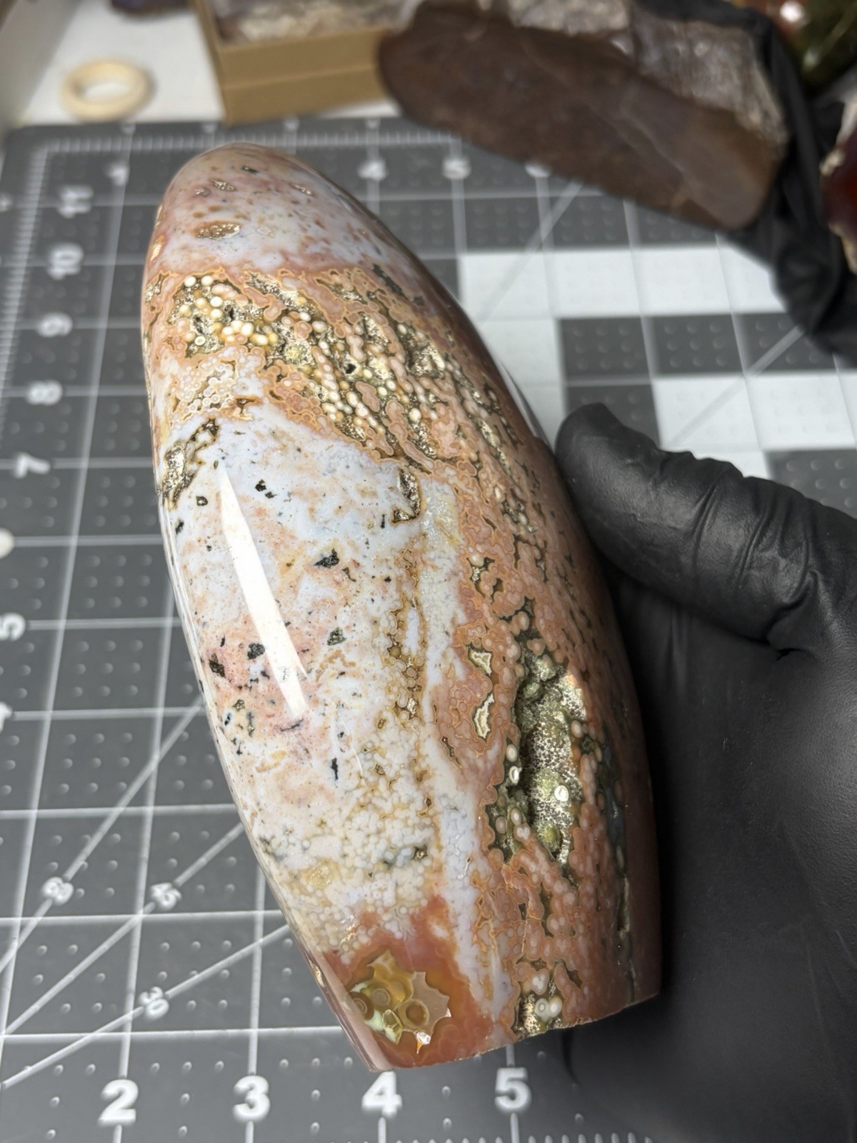 Stunning Ocean Jasper Free Form Colorful Pink Orbs Druzy 2.9lbs