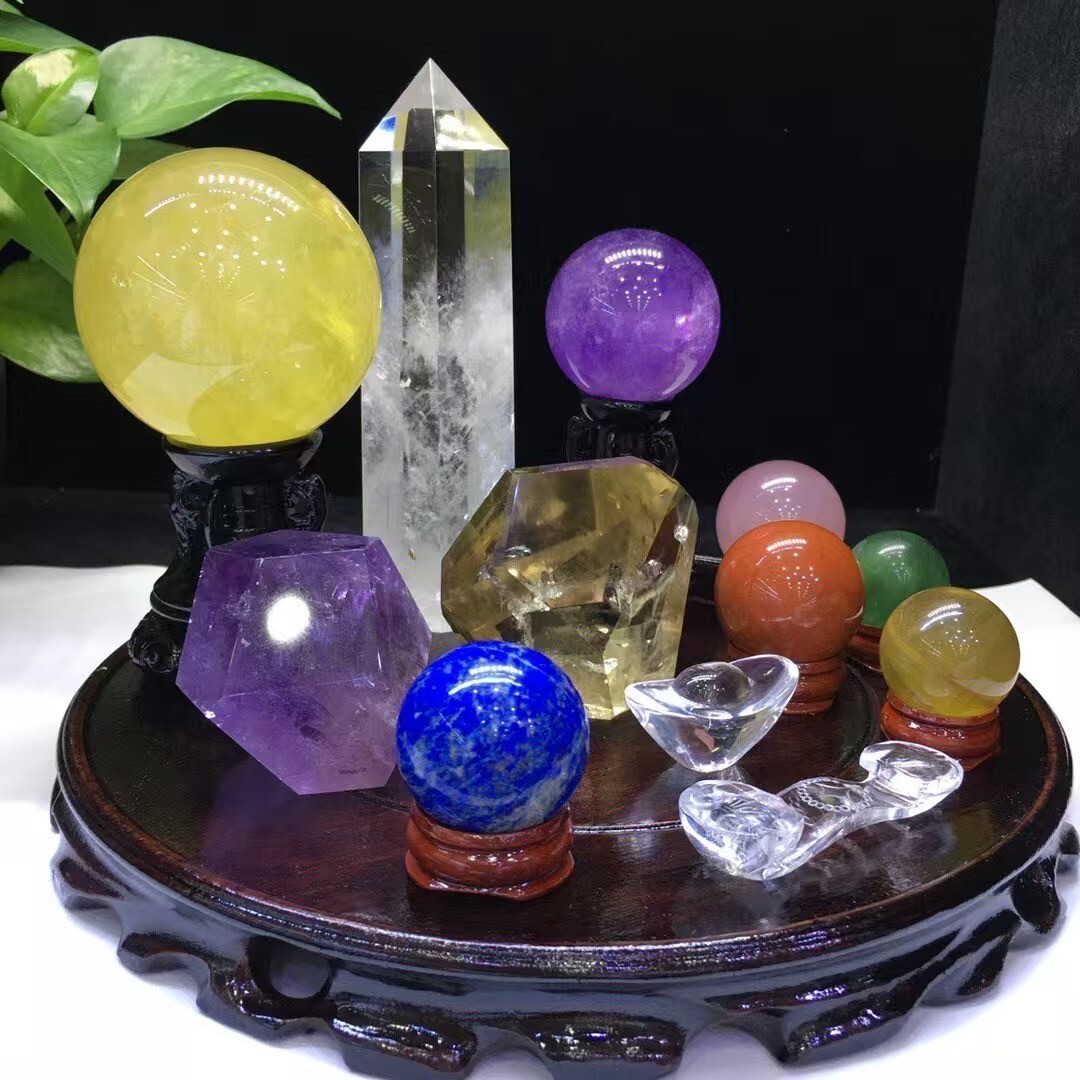 TOP Natural mixed quartz Picture display carved crystal Energy station+stand