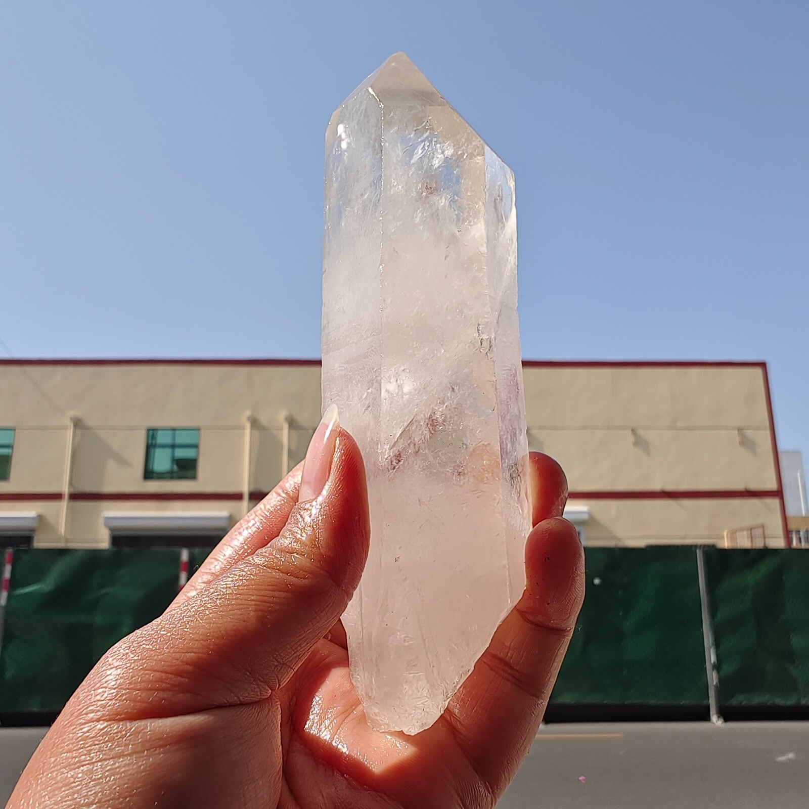 340g Bright LEMURIAN Healer Quartz Crystal RECORD KEEPER Dazzling X226