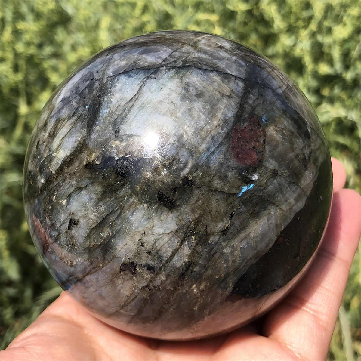 800g Natural Labradorite Ball Quartz Crystal Sphere Reiki Crystal Decor Gift