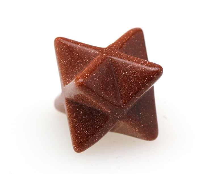 MERKABA Carving Star GOLDSTONE Mineral Gemstone Crystal Healing Sacred Geometry