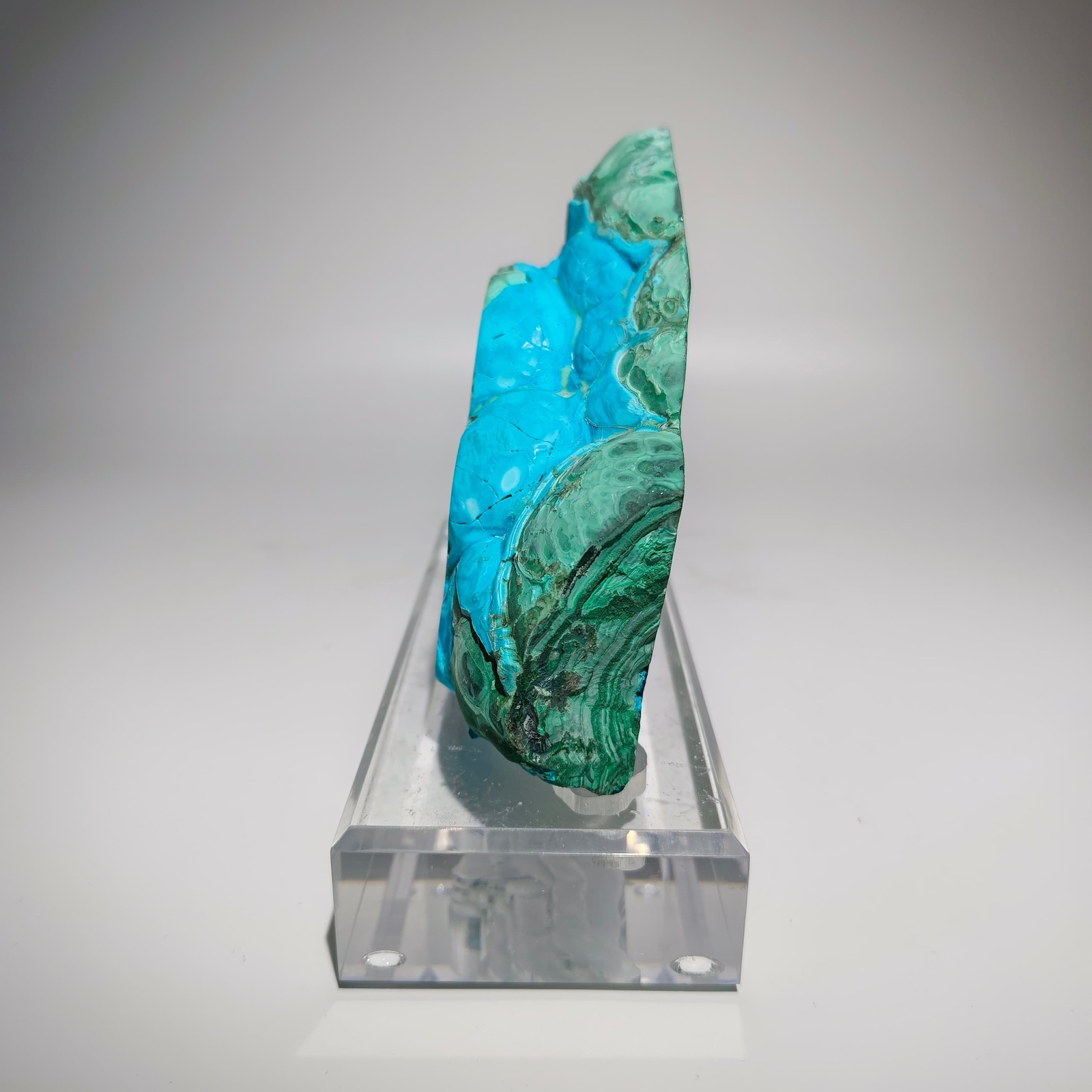3.63LB Rare Natural Silicon Malachite Quartz Crystal Mineral Specimen + Stand