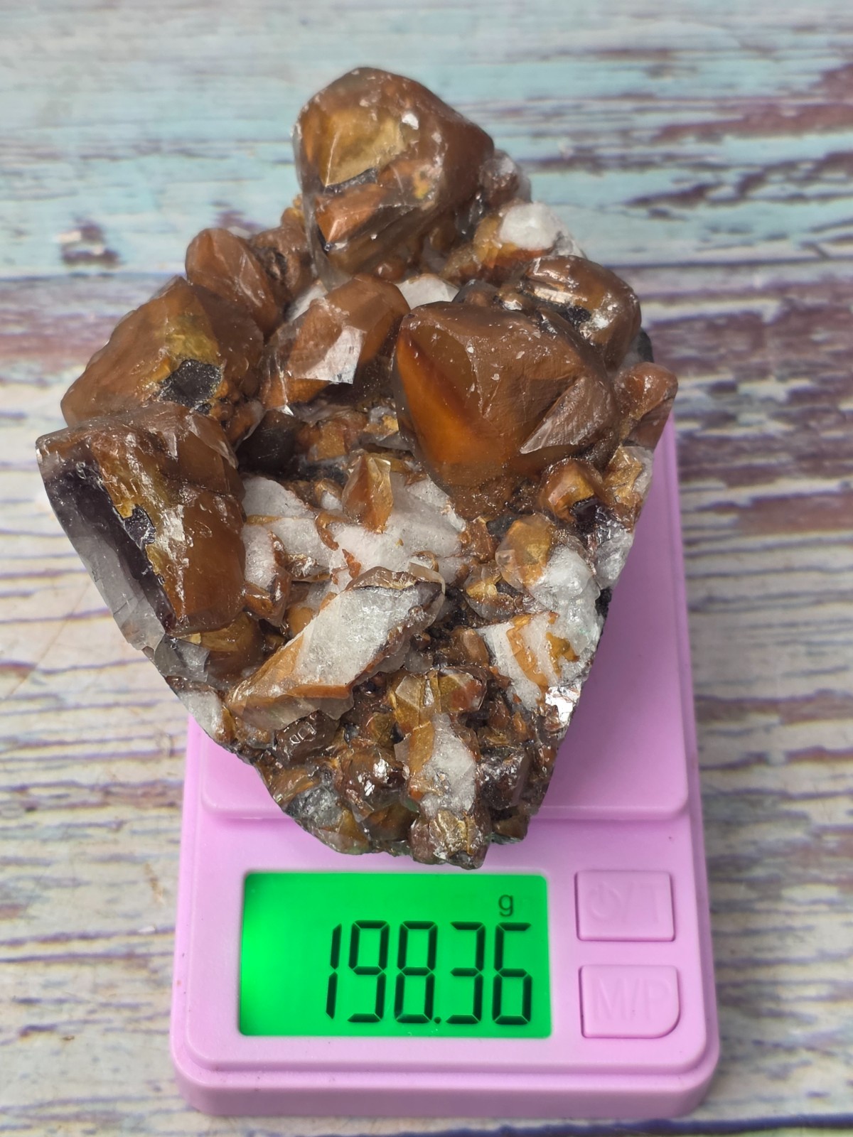 Natural Chocolate Calcite Crystal Cluster on Quartz Ojuela Mine Mexico 198.36g