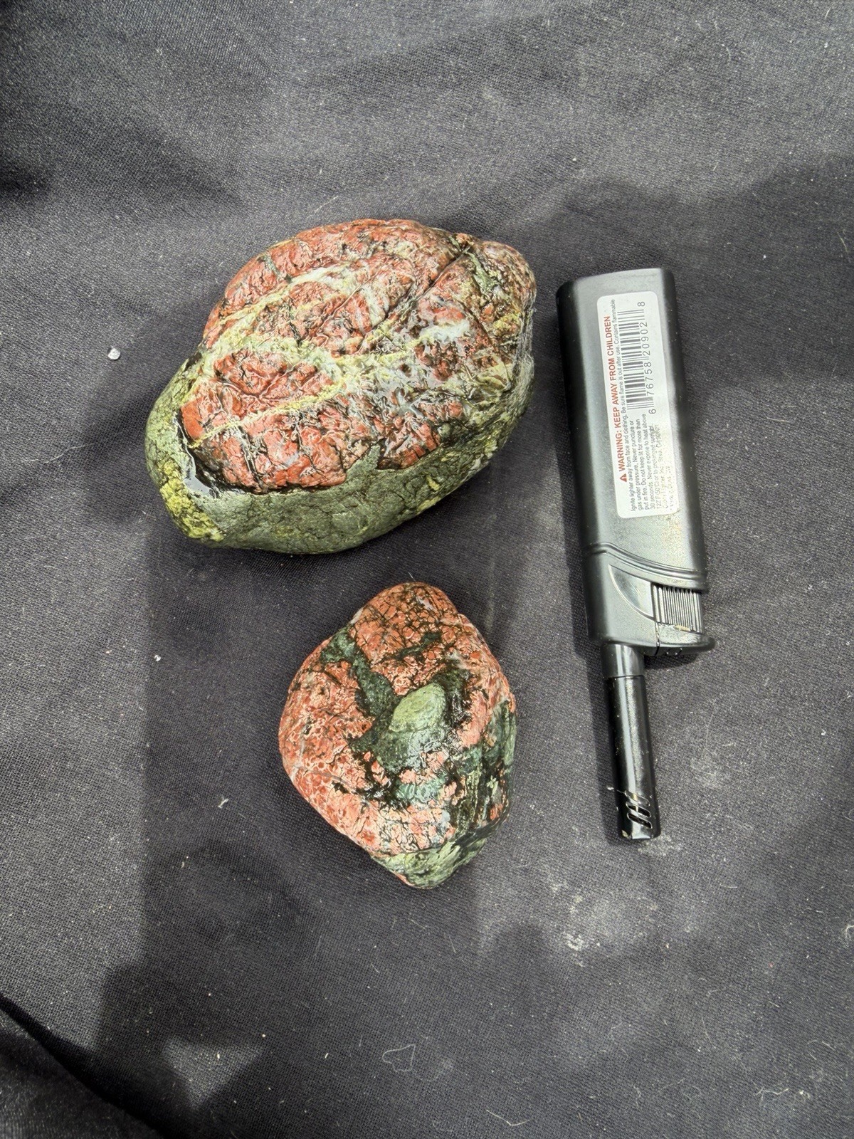 “The Dragon Eggs” Pair | Rare Red & Green Natural River Stones/ Lapidary/Display