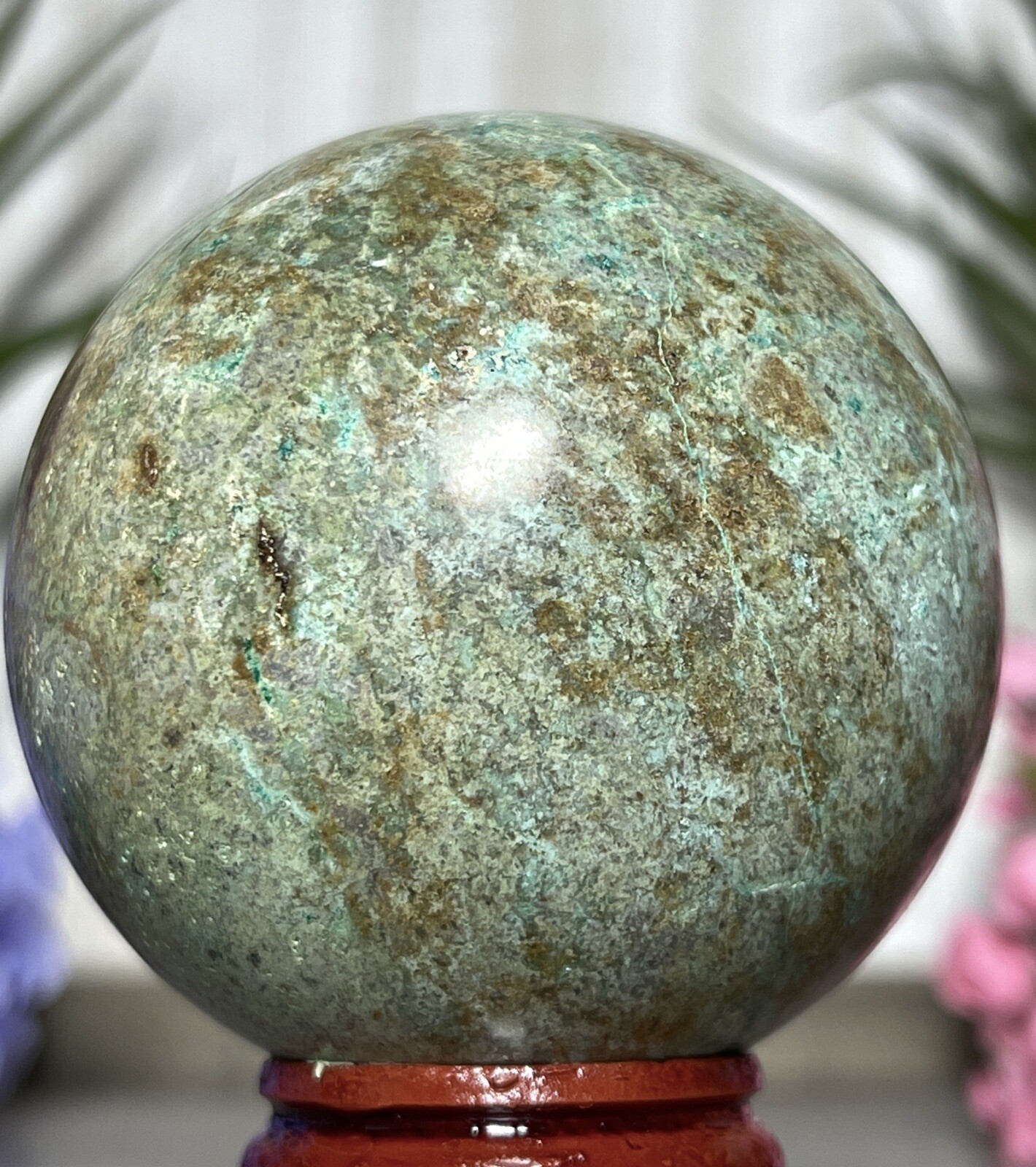PHOENIX SPHERE 💚 Green Blue Mineral Copper Ore Malachite Turquoise Crystal Orb