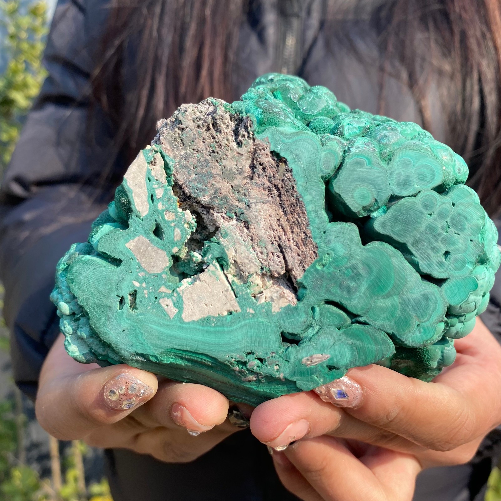 1.8LB Natural Green Malachite Crystal Flaky Pattern Ore Specimen Quartz Healin