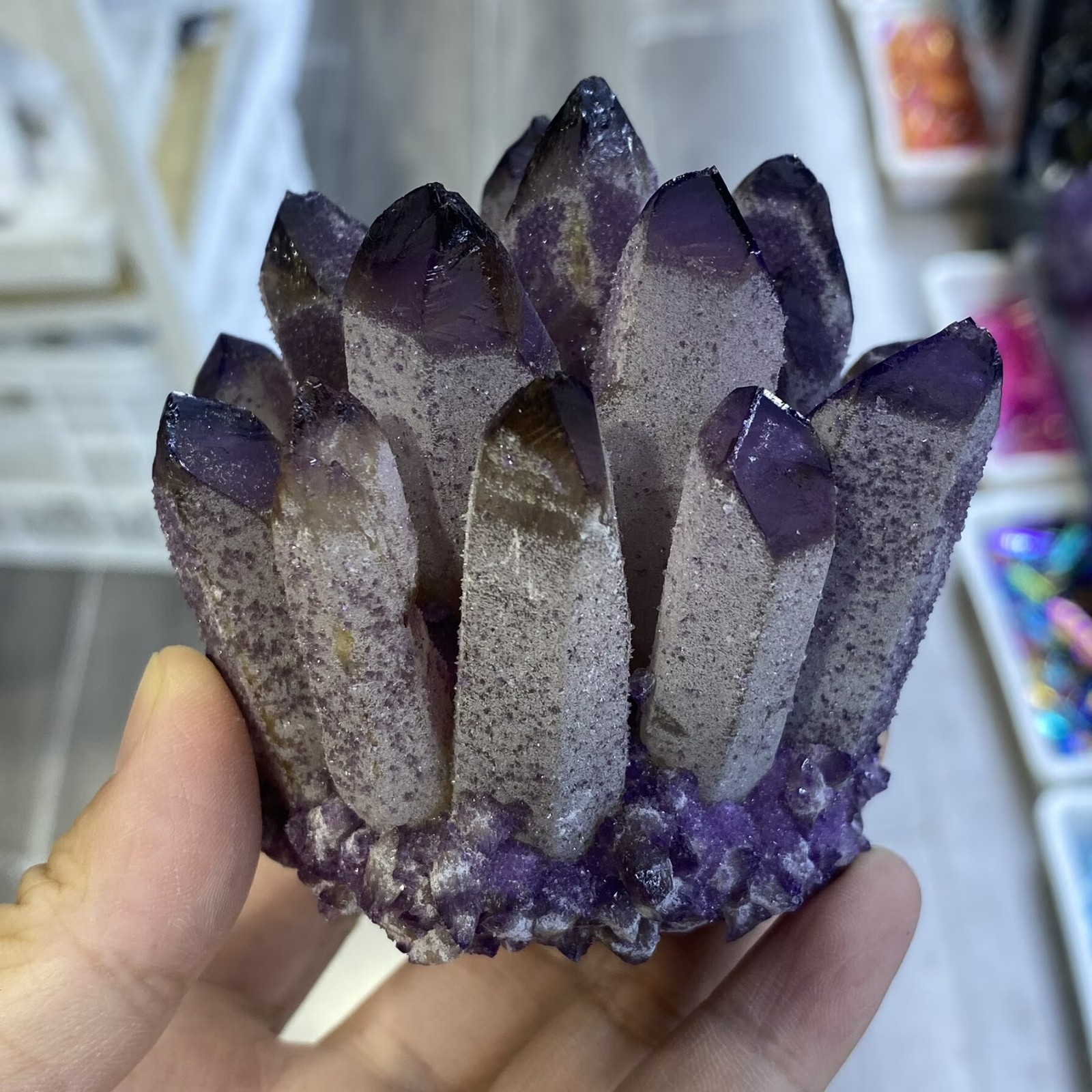 410g New purple Phantom Quartz Crystal Cluster Mineral Specimen Reiki Random