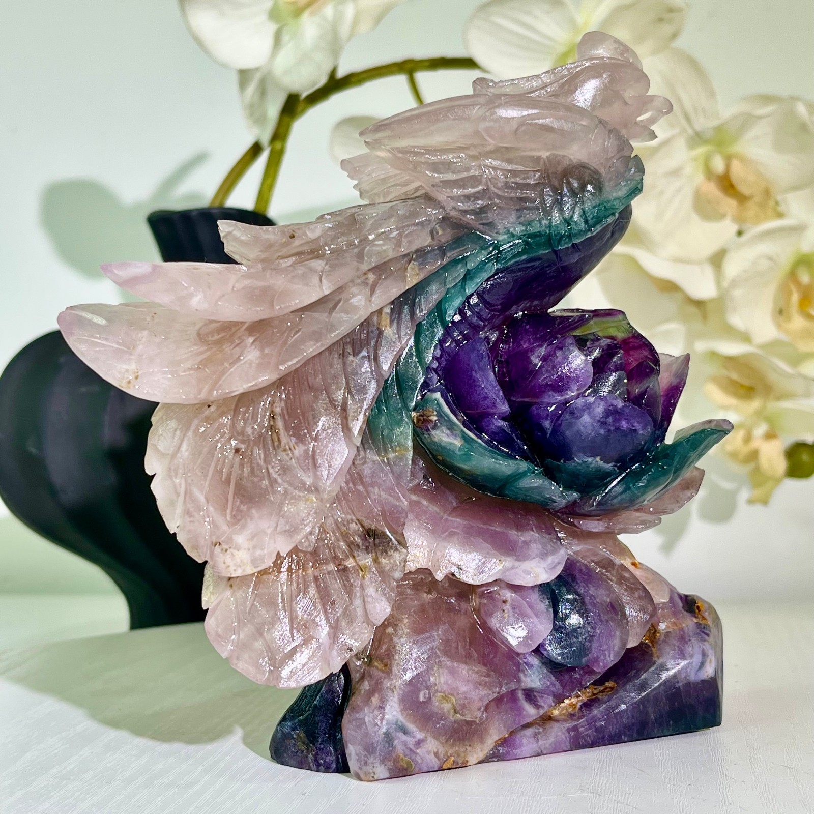 3.5LB Natural fluorite quartz products, hand carved and polished spiritual orna